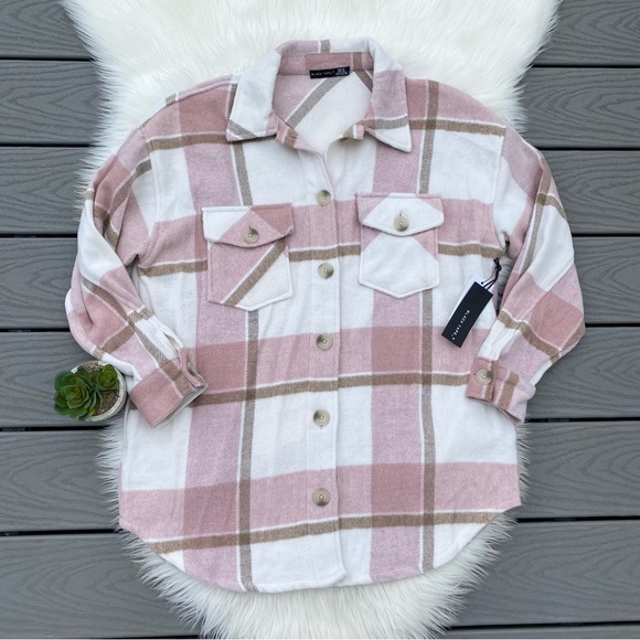 Pink Plaid Shacket - Picture 1 of 6